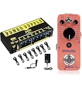 AITONE Looper Pedal with Drum Machine (AT-01) and A-P05 Pedal Power Supply Built-in Rechargeable ...