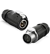 2 Pin IP68 Waterproof Connector Set, M20 Quick-Lock Aviation Male Female Electrical Plug for Auto...