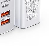 [2-Pack] USB C Wall Charger, 40W 4-Port Fast Charging Block USB C Charger Dual Port PD Power Deli...