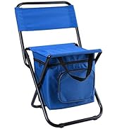 LEADALLWAY Fishing Chair with Cooler Bag Compact Fishing Stool Foldable Camping Chair