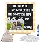 Black Felt Letter Board with Lights, Built-in LED Lights -Message Board Adjustable Stand, 340 Let...