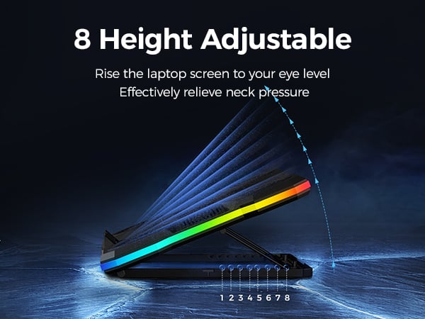 8 height adjustment laptop cooler