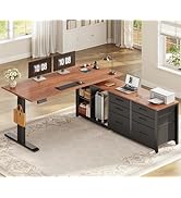 SEDETA L Shaped Electric Standing Desk with 6 Drawers, 55" x 55" Height Adjustable Office Executi...