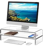 Egchi Acrylic Monitor Stand,2 Tiers Computer Monitor Riser(18x8x5.5 inches),Computer Stand/Monito...
