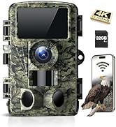 Dargahou 4K 48MP Trail Camera WiFi Game Camera with Low Glow Night Vision Motion Activated, Cell ...