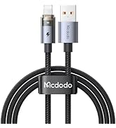 Mcdodo USB A to Lightning Charging Cable with Flashing Light 4ft, Nylon Braided USB Lightning Fas...