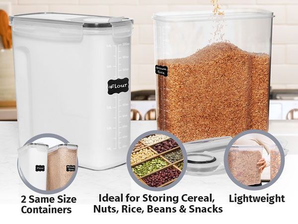 chip container, food storage canisters, cereal container storage for kitchen and pantry organization