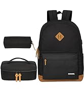 SUPACOOL Casual Laptop Backpack, Lunch bag, Pencil bag, School backpack with USB Port for Men and...