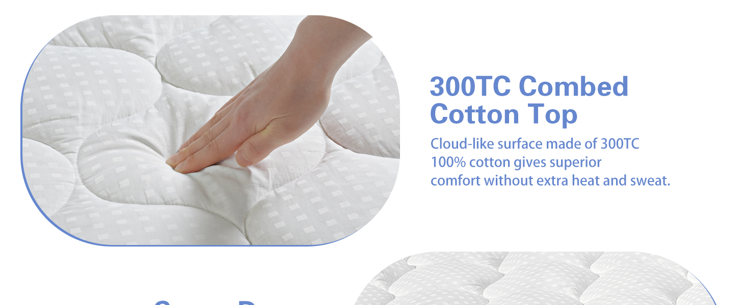 LEISURE TOWN Mattress Pad Cover Cooling Mattress Topper Cotton Top Pillow Top Deep Pocket White