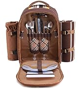 apollo walker Picnic Backpack Bag for 2 Person with Cooler Compartment, Detachable Bottle/Wine Ho...