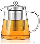 Glass Teapot, Tea Pot with Removable Infusers for Loose Tea, Borosilicate Glass Tea Kettle Tea Ma...