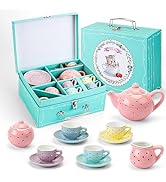 Tea Set Girls Porcelain Tea Set for Little Girls Tea Set for Little Girls Polka Dot Design and Co...