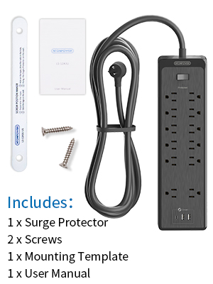 power strip with 15ft extension cord