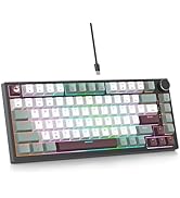 75% Wired Keyboard with Knob, 75 Percent Gaming Keyboard Hot Swappable Gasket Mount,Red Switch,RG...
