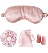 LCBD Silk Satin Sleeping Eye Mask, Pink Sleep Eye Mask Night Blindfold for Women, Blackout Eyesha...