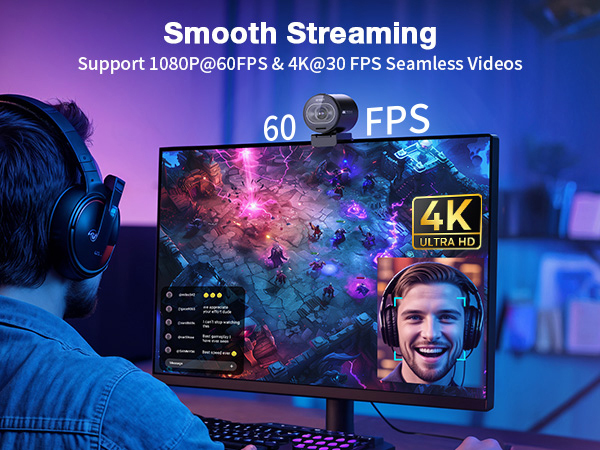 EMEET S600 webcam with tripod 60 FPS