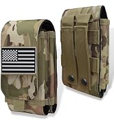 Molle Phone Pouch, Dual-Compartment Tactical Phone Pouch with Us Flag Patch | 1000D Nylon, Univer...