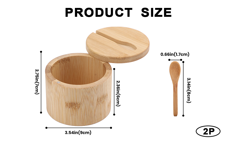 Bamboo Salt Cellar with Swivel Lid &amp;amp; Spoon