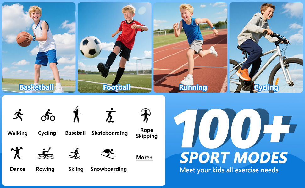 kids watch with 100+ sport modes