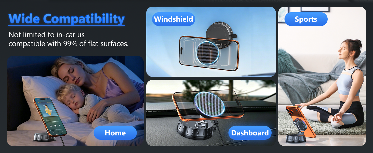 Wide Compatibility Not limited to in-car uscompatible with 99% of flat surfaces.