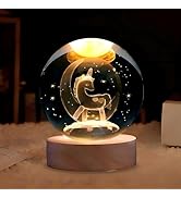 ZSYZDL 3D Unicorn Crystal Ball Night Light (3.15"), Solid Glass Globe Lamp with Warm LED Wooden B...