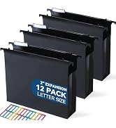 SortRax Plastic Extra Capacity Hanging File Folders, 2" Expanding Pocket, Heavy Duty for Filing C...