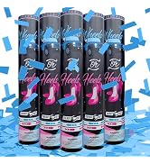 Gender Reveal Blue Confetti Cannon [5 Pack] - Gender Reveal Baby Boy Party Supplies, Biodegradabl...
