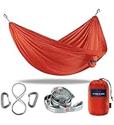CHULIM Double Camping Hammock with 9ft Hammock Straps &amp; 12kn Aluminum Wiregate Carabiner Lightwei...