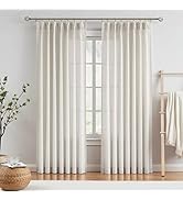 Vision Home Natural Pinch Pleated Semi Sheer Curtains Textured Linen Blended Light Filtering Wind...