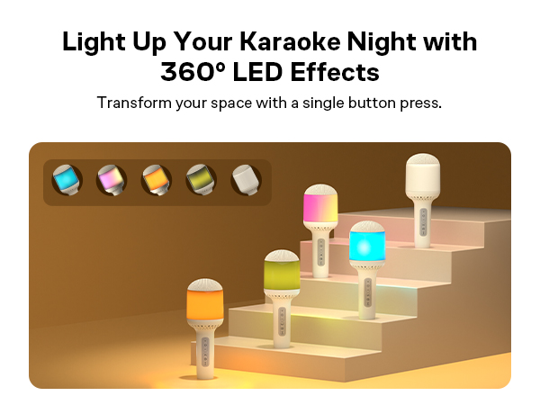 wireless karaoke microphone with dynamic RGB lighting