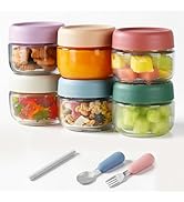 Glass Baby Food Storage Containers, Baby Food Jars, 6 Pack Small Glass Containers with Lids, 4 oz...