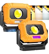 Adelante 2Pack Magnetic Work Light Rechargeable, 1500LM LED Work Light, 360° Rotating Stand 3 Col...