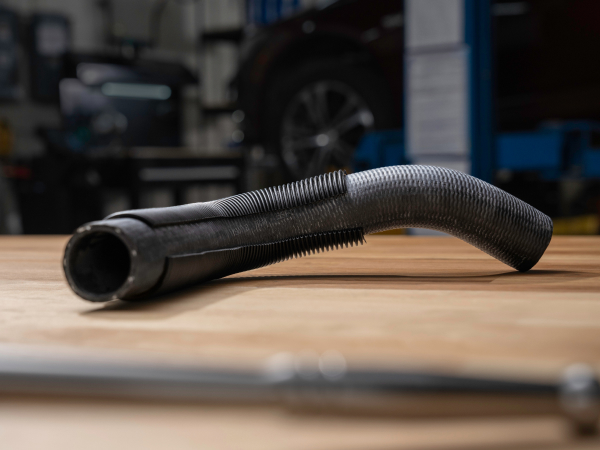 Coolant hose on a bench