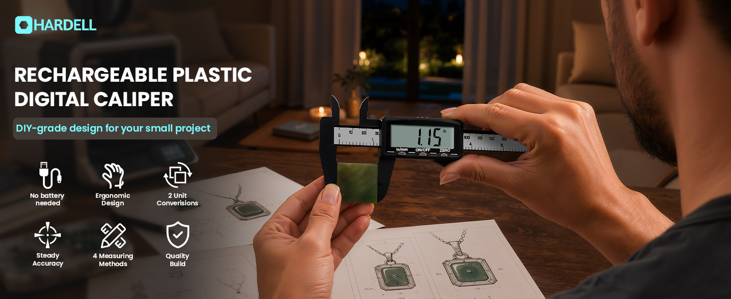HARDELL RECHARGEABLE PLASTIC DIGITAL CALIPER