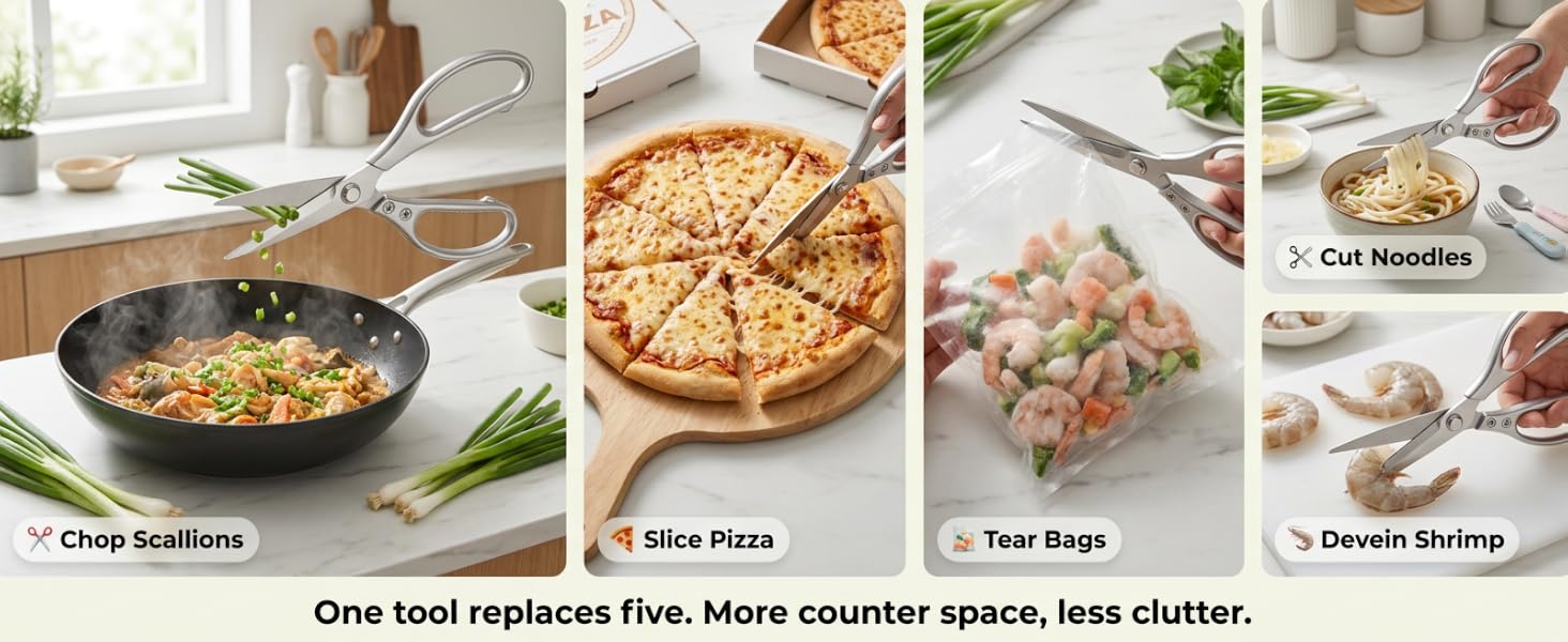 Stainless steel multi-function kitchen food scissors