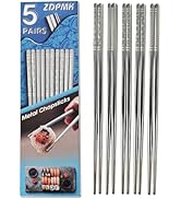 ZDPMK Metal Chopsticks Reusable 5 Pairs Stainless Steel Chopsticks Japanese Chinese Korean Metal ...