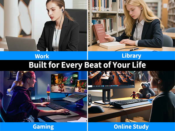 USB Earbuds ,Headphones for for Computer,Noise Isolating Laptop Earphones for Dell hp zoom meeting