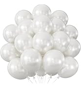 Adeyoo Pearl White Balloons 12 inch, 50pcs White Latex Balloons Round Party Balloon for Wedding, ...