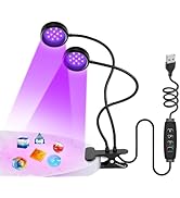 inShareplus 395nm~405nm UV Light with USB,10W Dimmable Portable UV Dual Black Clamp Resin Lights,...