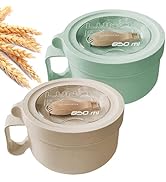 MUUBOOX 2Pack 28.7oz Wheat Straw Microwave Ramen Bowl Set Noodle Bowls With Lid and Spoon,Improve...