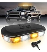 HLauto 700A Rooftop Emergency Strobe Lights Bar, 72 LED Amber White Mini Beacon Safety Flashing W...