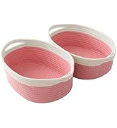 JMvicyroam Woven Basket, Small Rope Storage Bin with Handles &amp; Ribbon Bag, Organizer for Shelves ...