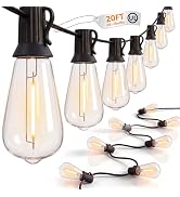 20FT ST40 LED Outdoor String Lights with 22 Shatterproof Vintage Edison Bulbs, Patio String Light...