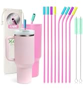 8 Piece 1/4 inch (6mm) Wide Stainless Steel Straws for 40 oz Tumbler with Handle, 12 Inch Long Re...