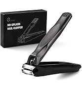 FERYES 3-in-1 Fingernail Clipper with No-Splash Nail Catcher and Metal Storage Box - Toenail Clip...
