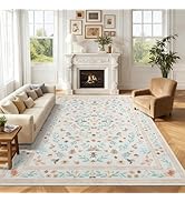 GarveeHome 8x10 Insect Butterfly Non Slip Area Rugs for Living Room Dining Room Bedroom Vintage F...