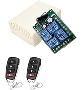 DC 12V Relay Remote Switch Wireless RF Remote Control Switch 433Mhz 4 Channel Relay Module with T...