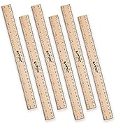 Rulers 6 Pack - Rulers 12 Inch, Wood Ruler with Metal Edge Great for School, Classroom, Home, and...