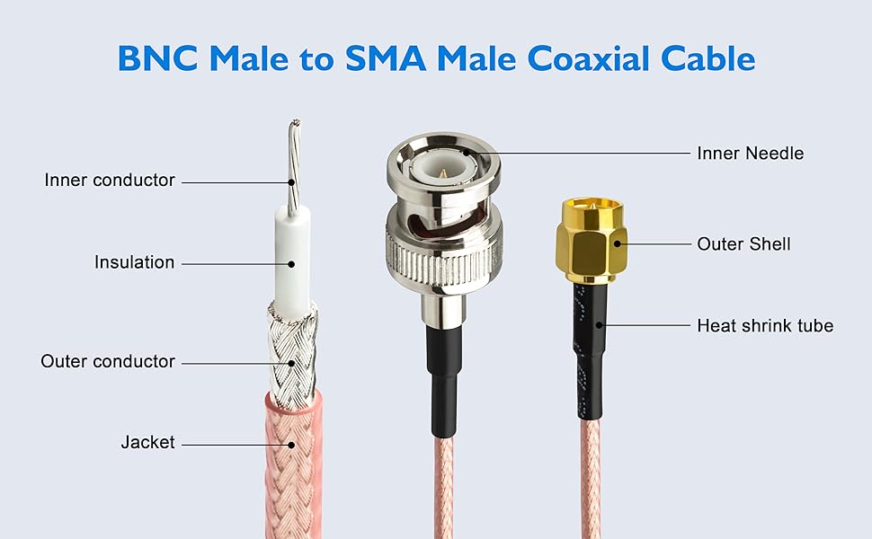 RG316 coaxial cable bnc to sma connetctors sma to bnc cable sma to bnc adapter