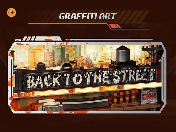 ROKR 3D Puzzle for Adults, Electric Marble Run Model Kits, Parallel World Hip-hop Street